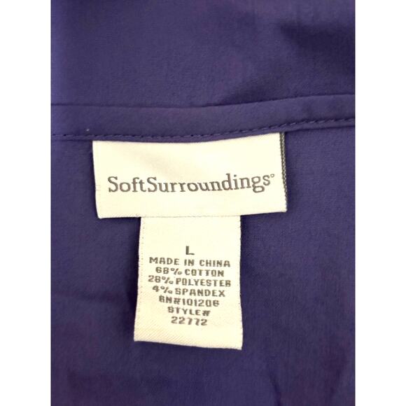 Soft Surroundings Purple Button Up Blouse Double Collar Long Sleeve LARGE - Picture 3 of 11